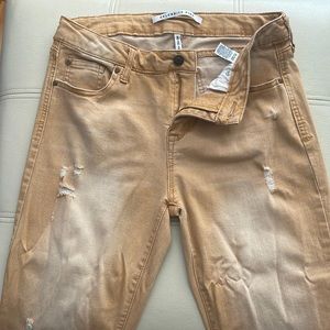 Women’s Tan Denim Distressed Jeans Size 11/30. Never Worn